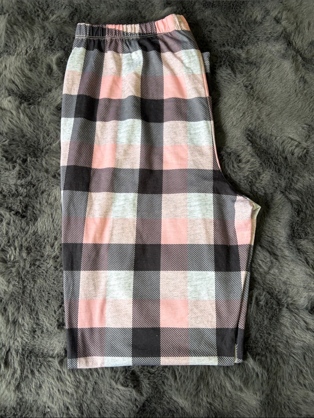 JUSTICE Kids Pink and Black Plaid Pajama Pants - Brand Unspecified